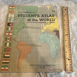 Color print Student’s Atlas of the World Vintage